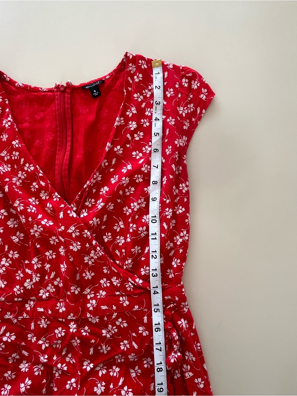 J.Crew Mercantile red floral faux-wrap dress with a ruffled hem - Picture 7 of 15